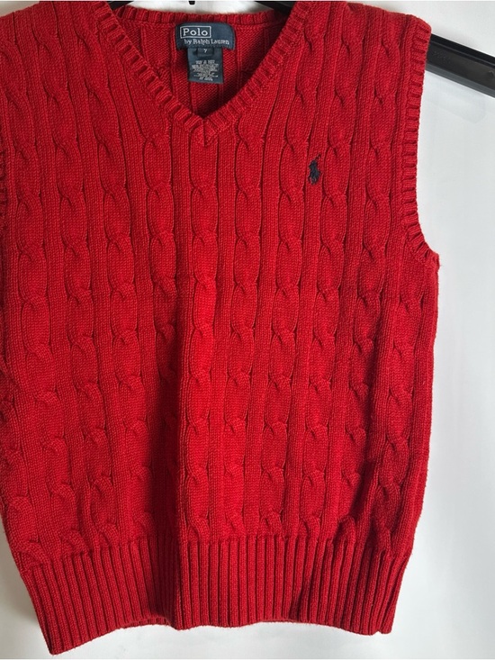 Ralph Lauren Other - Polo Ralph Lauren Youth Black Red Cable-Knit V-Neck Sweater Vest